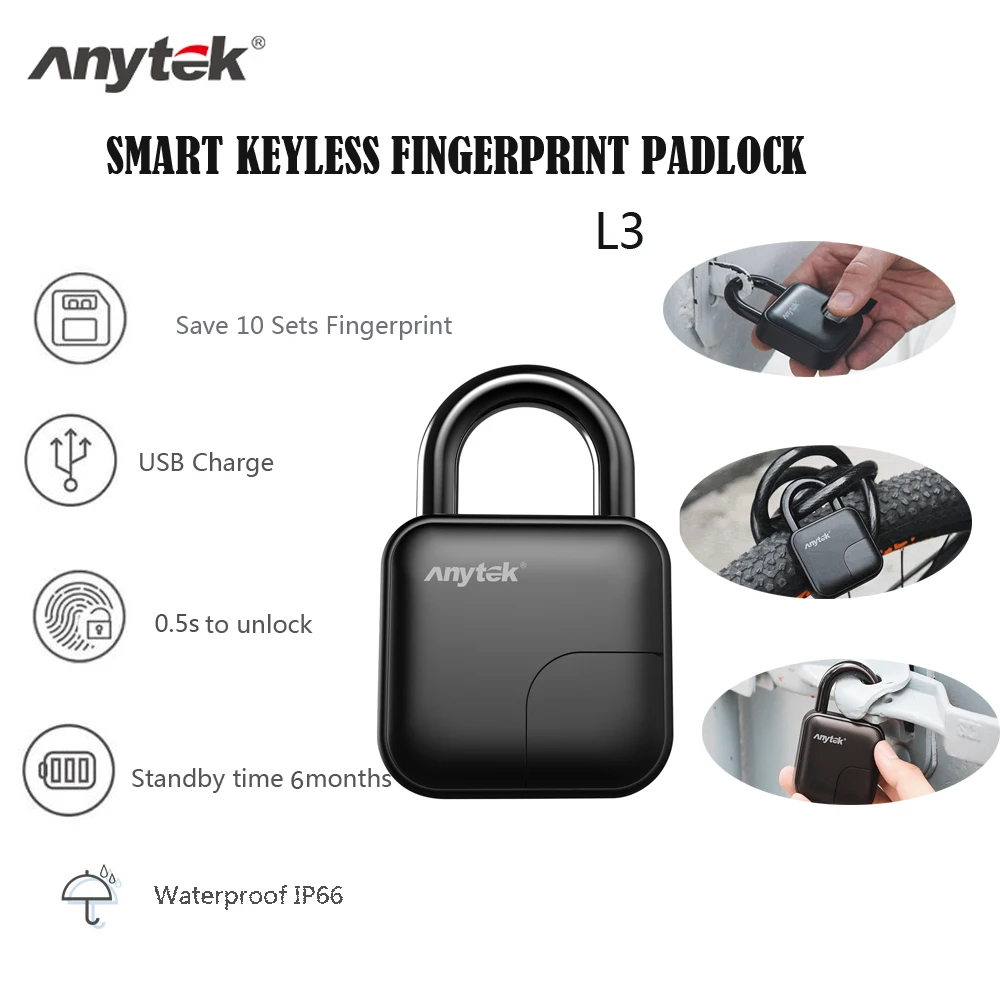Смарт-замок с распознаванием отпечатков пальцев USB-зарядка сканер