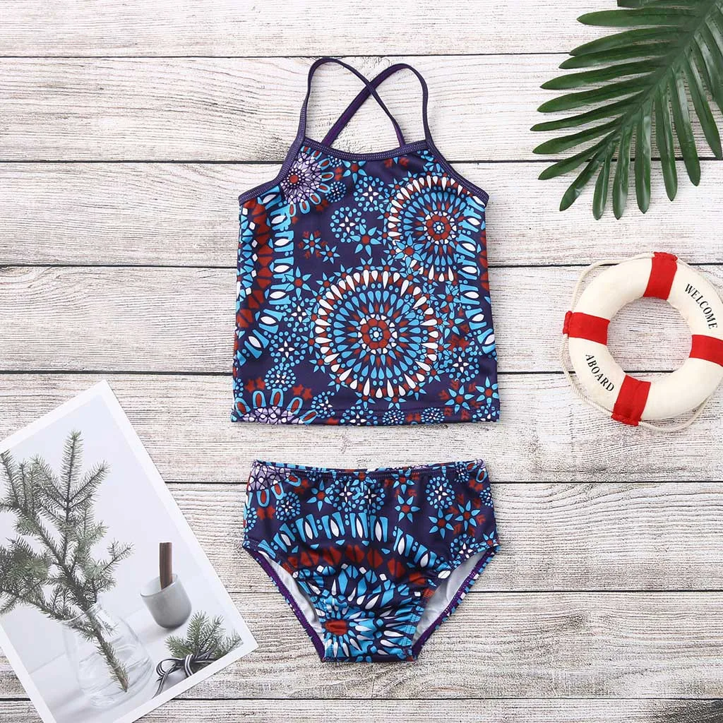 Бикини с принтом детский пляжный спортивный купальник-танкини из 2 предметов