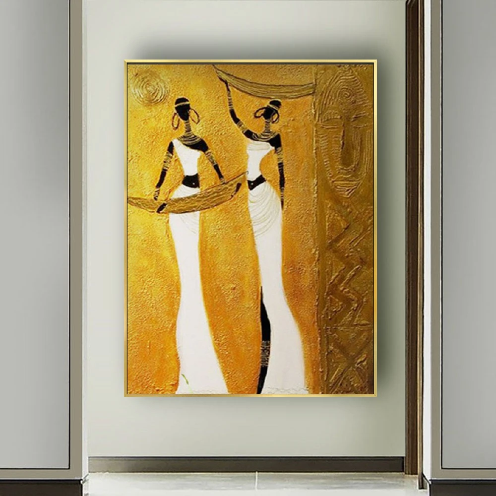 

Hand-painted High Quality Abstract Africa Woman Portrait Oil Painting on Canvas Abstract Africa Woman Pictures for Living Room