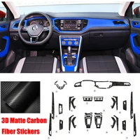 full set interior carbon fiber center console durable wrap protector vinyl decoration sticker for volkswagen vw t roc 2018 2020