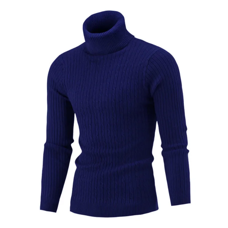 

2020 Men Autumn Winter Sweater Solid Color Adults Long Sleeve High Collar Twisted Bottoming knitted Pullover Warm Turtelneck