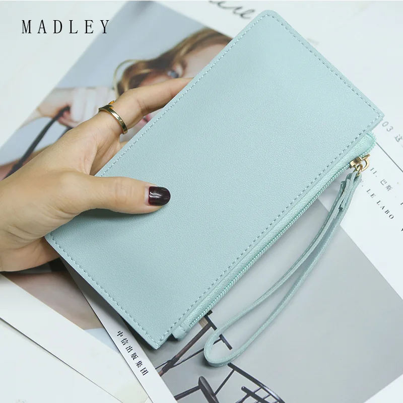 Корейская версия однотонного мягкого длинного бумажника Модный Большой