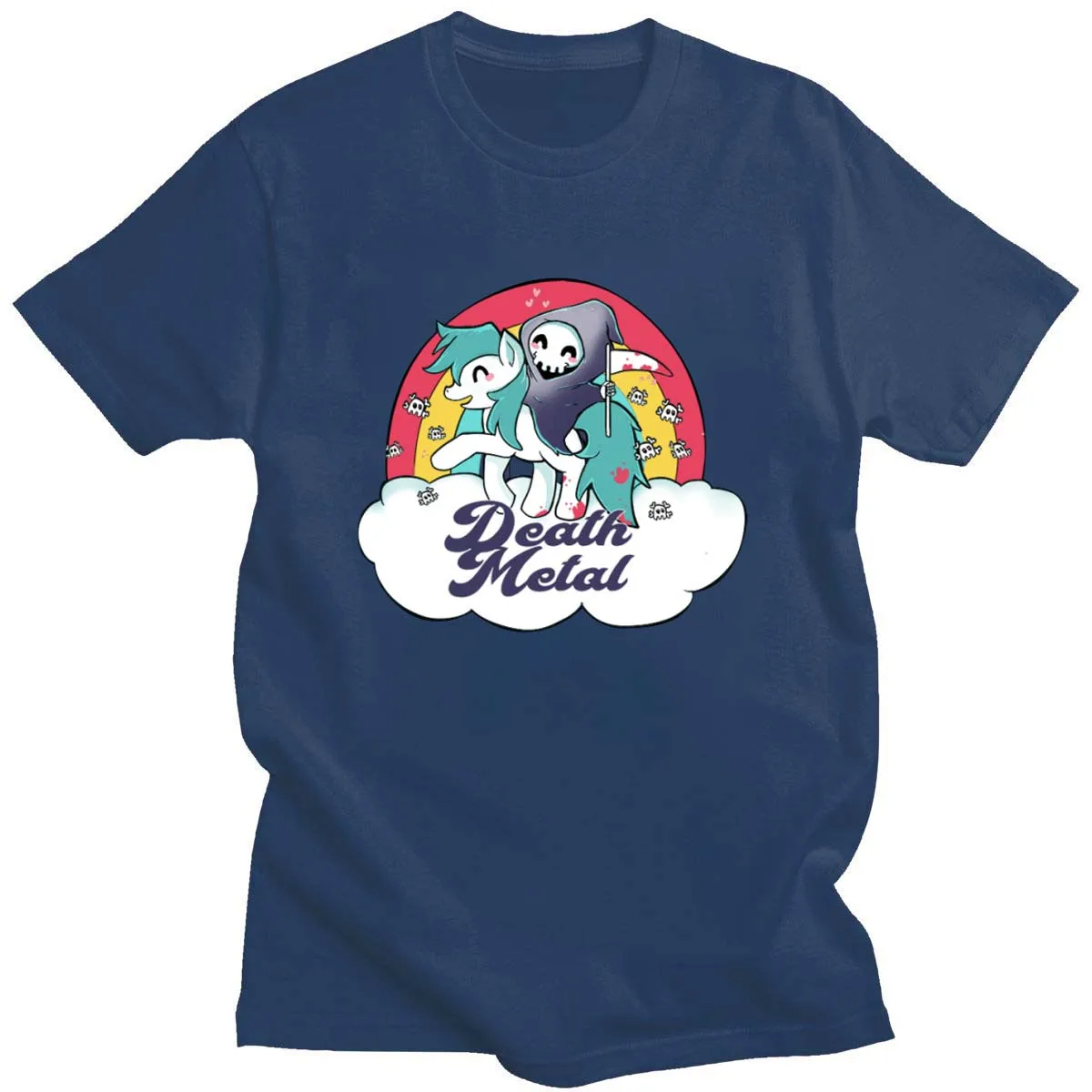 

Summer Fashion Men's Funny T-shirt Printed Cotton New Street Style Pony and Death Lightweight Sweat-absorbent Comfortable Top