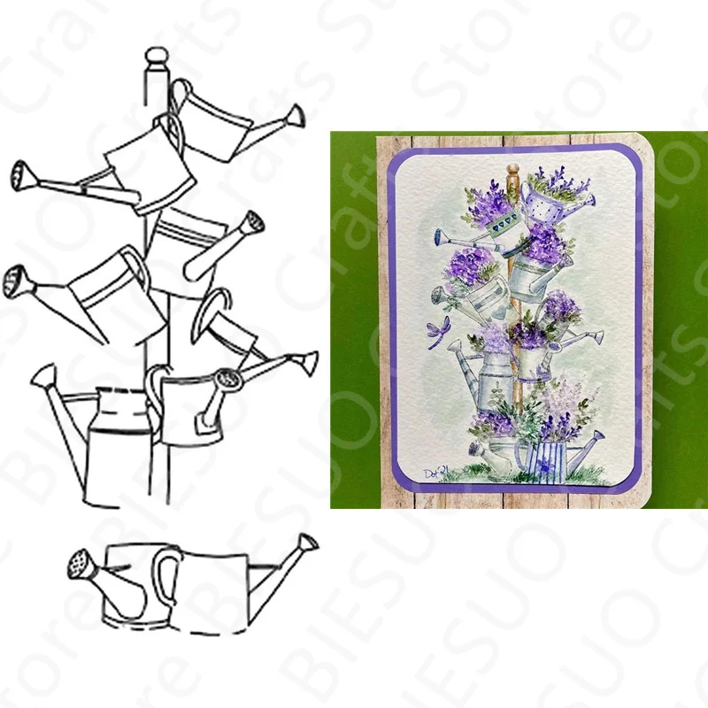 

Watering Can Flowerpot Pattern Clear Stamps For Decoration Making Painting Card Scrapbooking No Metal Cutting Dies New Arrival