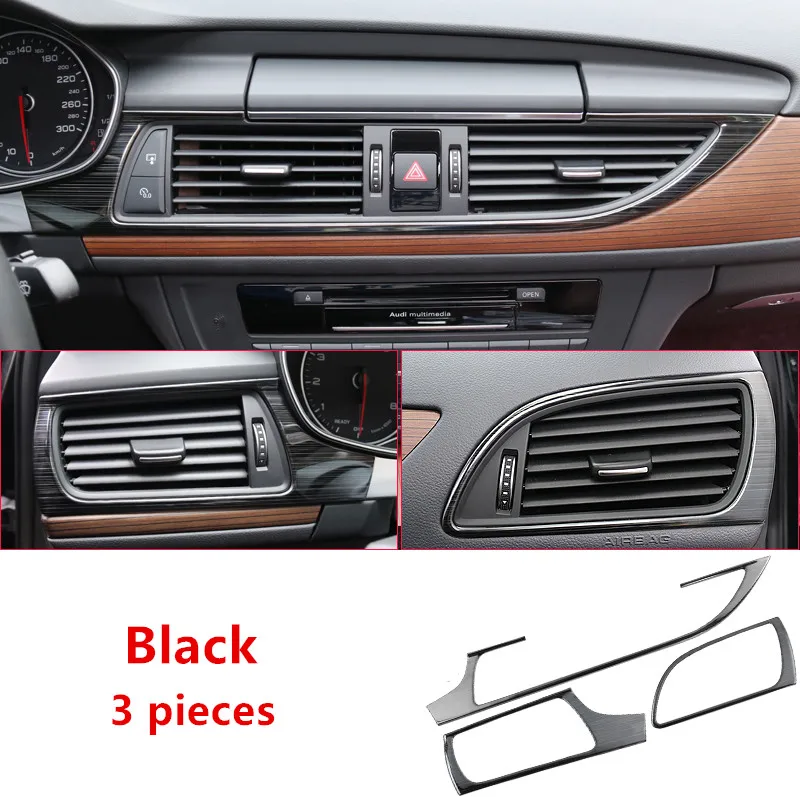 air vents Автомобиль Стайлинг двери панели декоративные крышки отделка для Audi A6 C7 2012-18 салон, Торпедо переключения передач рамочные полосы вентиляционные отверстия наклейки - Название цвета: air vents