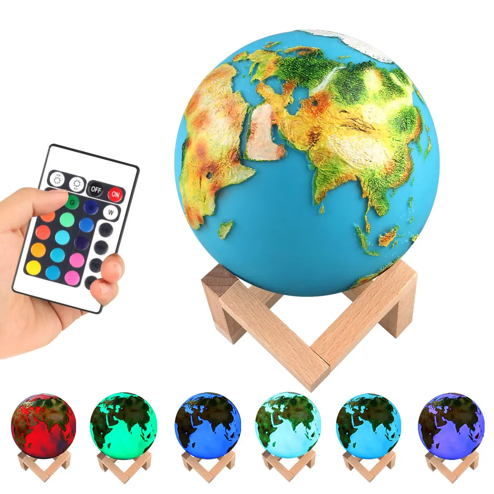 3D печатных земля лампы Красочные луна лампа светильник &quotЮпитер&quot