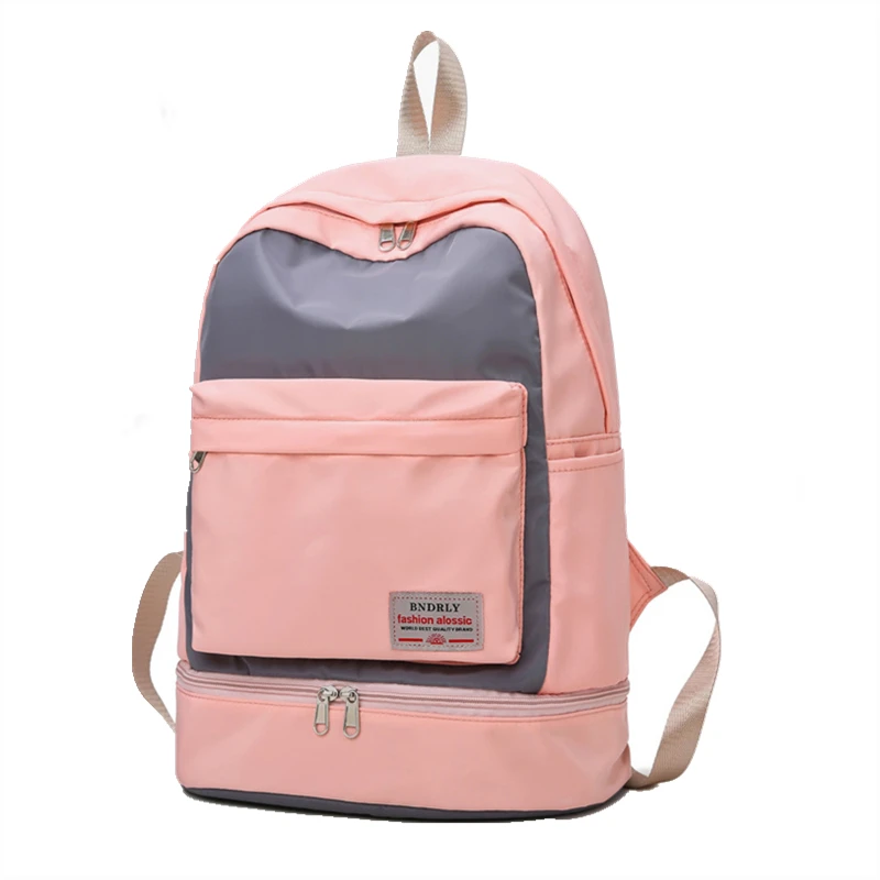 

Large Waterproof Travel Backpack Dry-wet Separation Yoga Gym Bagpack Pink Girls School Bags Korean Women Backpack Shoes Rugzak