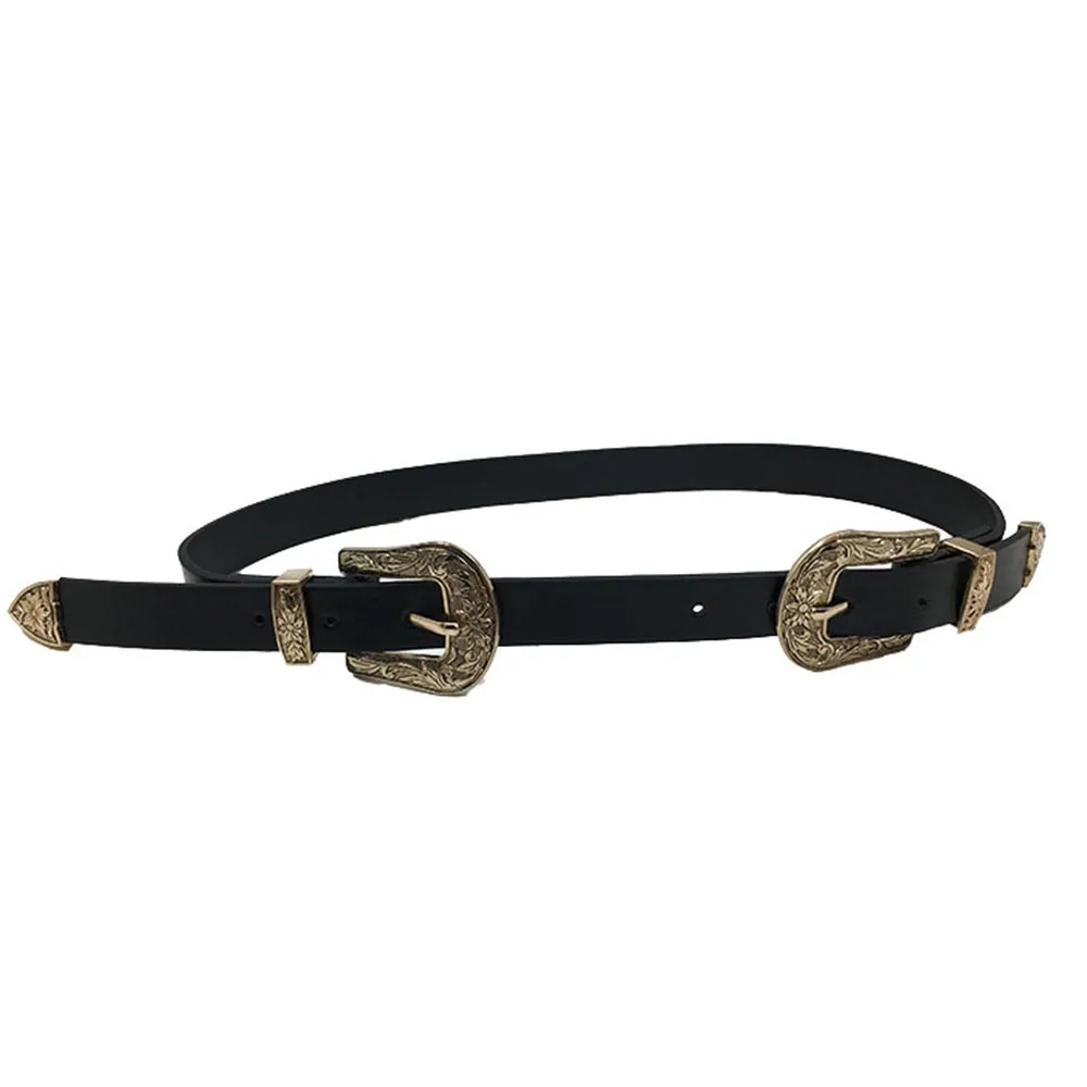 JAYCOSIN Belt Fashion Women Boho Lady Vintage belts female of metal Leather woman Double Buckle Waist Waistband casual party