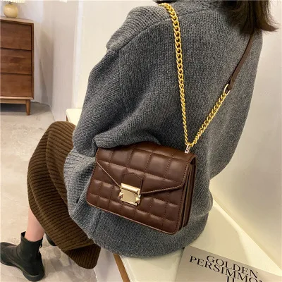 

Trendy fashion small square bag underarm chain bag high texture pu shoulder bag messenger bag