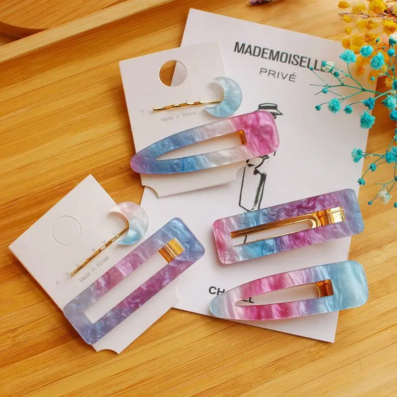 Корейские модные градиентные фиолетовые Звездные заколки для волос в форме