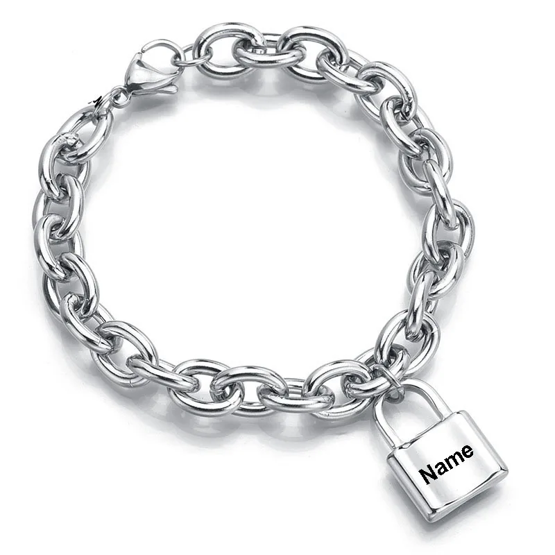Модный серебряный браслет с замком для женщин и мужчин браслеты подвесками из