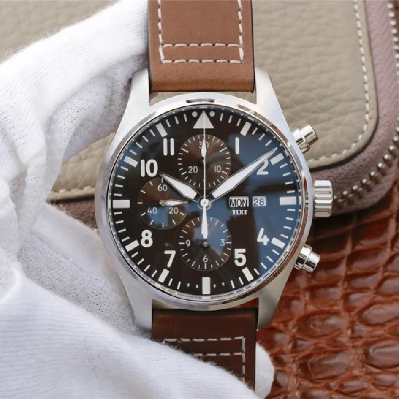 

Men Watch Relogio Mechanical Automatic Chronograph Watch TLXT IW377713 Brown Dial 43mm Diameter Luxury Watch 1:1 Replica Watch