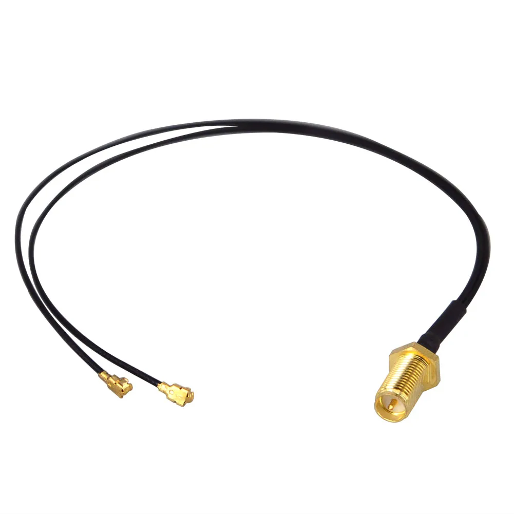 Пигтейл/провод для антенны коаксиальный кабель Wi Fi разъем SMA RP к 2 разъемам IPX U.FL 1 13