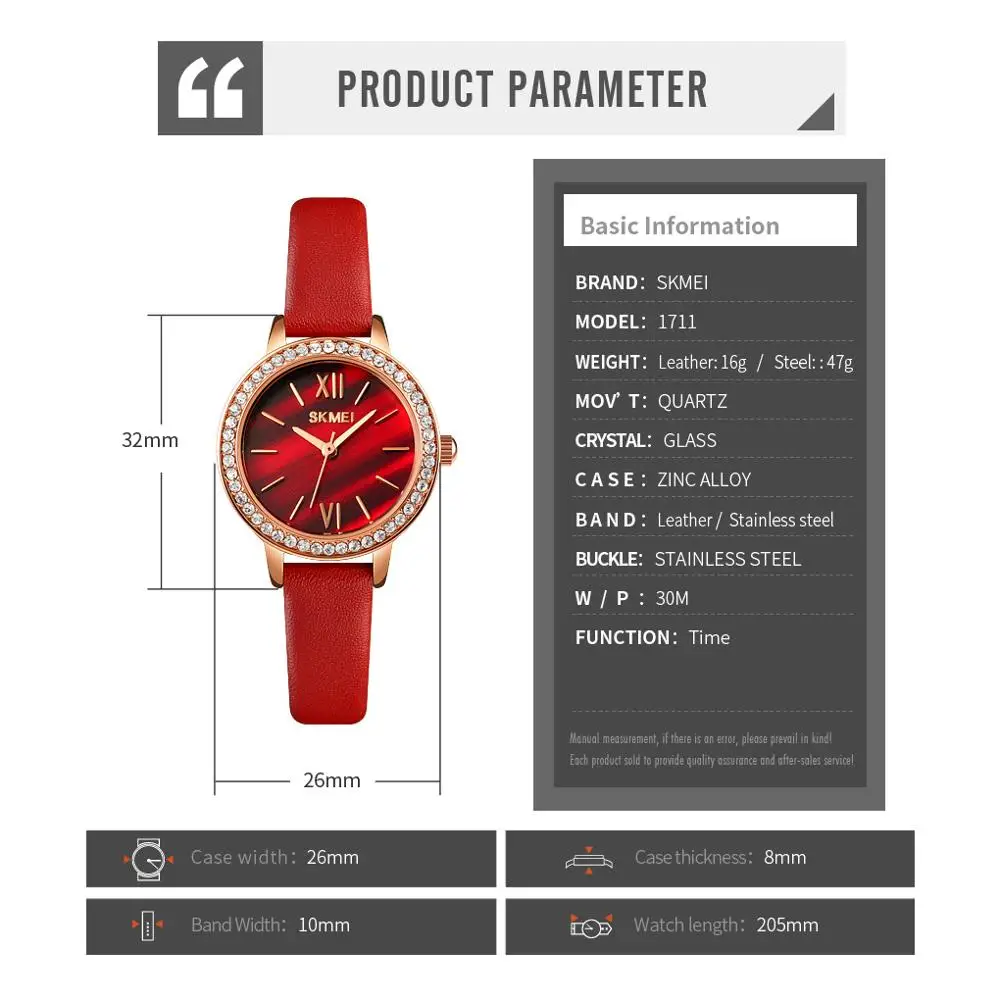 

SKMEI Small Quartz Watches For Women Fashion Diamond Women Wristwatches Wedding Party Daily Ladies Girls Watch reloj mujer 1711