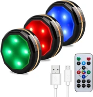 6pcs USB Charging Remote Control Round LED Wireless Home Kitchen Stairs Bedside cabinet Lamp RGB Atmosphere Decorative Lights