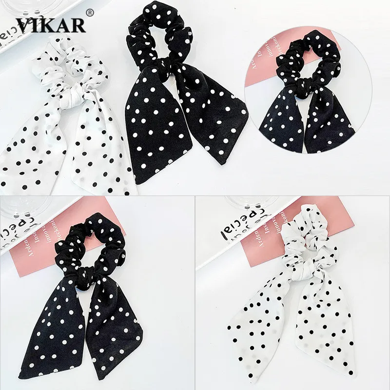 VIKAR модные эластичные резинки для волос с бантом в горошек женские элегантные