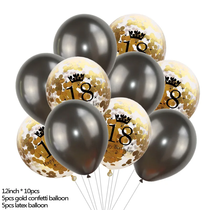 B01-10pcs 18th С днем рождения 18 Фольга воздушных шаров круглой формы в форме сердца воздушные шары 21/18th День рождения декор из латекса воздушный шар для детей и взрослых 21/18th лет - Цвет: B01-10pcs 18th