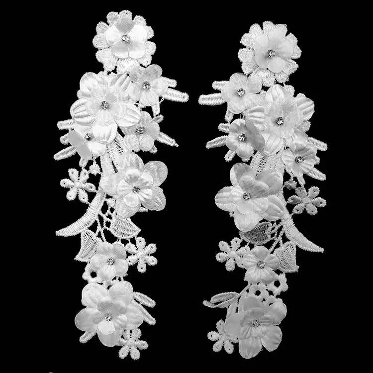 1 пара Цветочная кружевная ткань высокого качества Кружевная аппликация