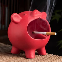 ceramic cute animal pig ashtray frosted large capacity anti ash car ashtray portable household art decoration gift for boyfriend