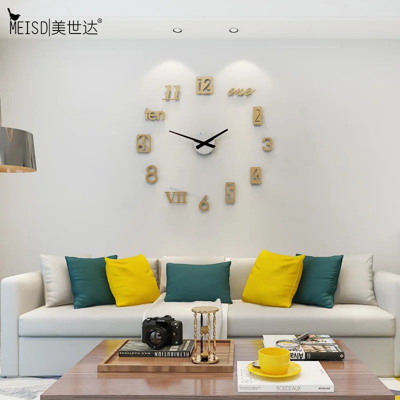 MEISD настенные часы из нержавеющей стали серебристые зеркальные наклейки с