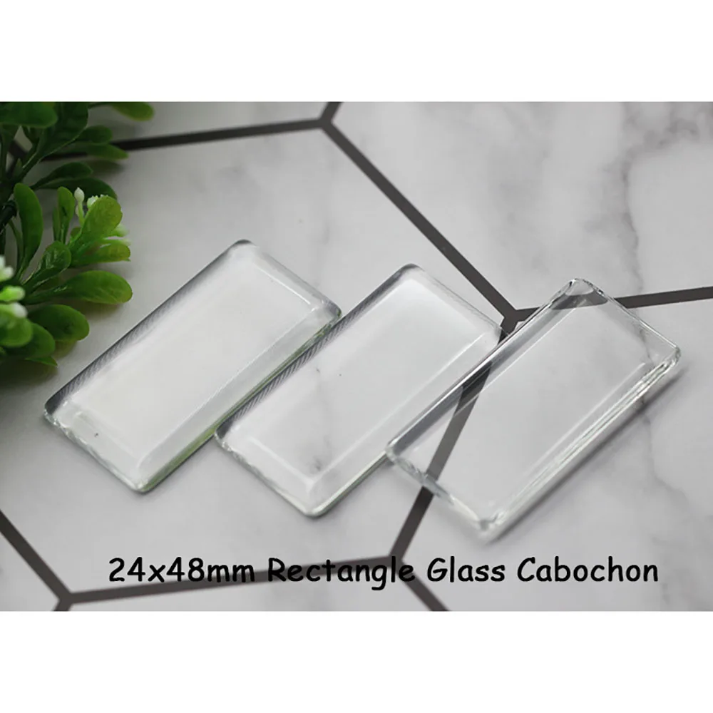 10 шт. прямоугольные прозрачные стеклянные кабошоны с плоским основанием 24 х48