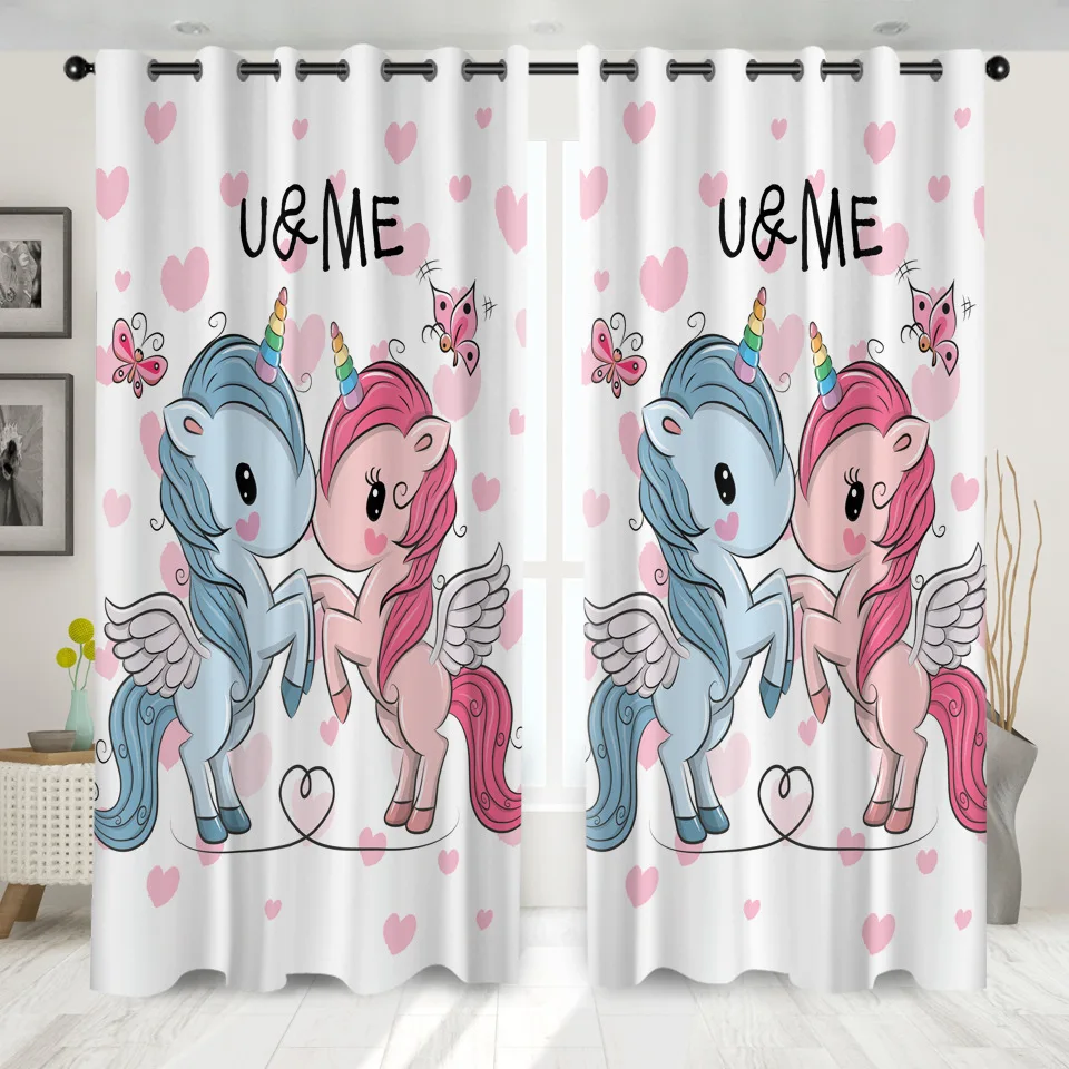 Мягкие шторы Q Edition с изображением единорога для окон затемняющие гостиной