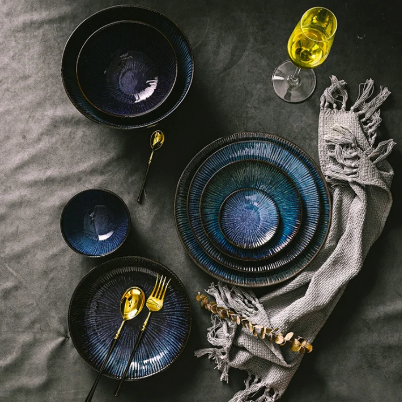 Тарелка для салата с инкрустацией блюдо ужина тарелки стейка мультяшным