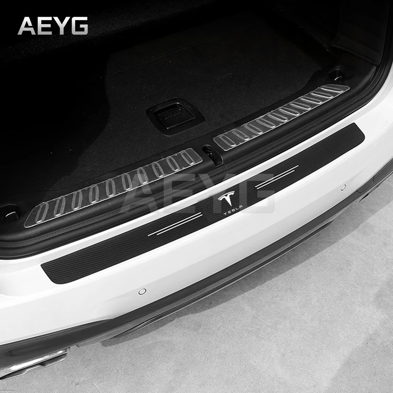 Защитные наклейки для заднего бампера автомобиля из углеродного волокна Tesla Model 3