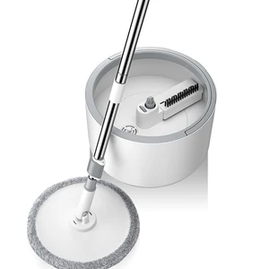 Волшебная швабра с микрофиброй, с круглым ведром, регулируемая ручка, бытовой очиститель для плитки, система потока картона, 360 чистящие инструменты