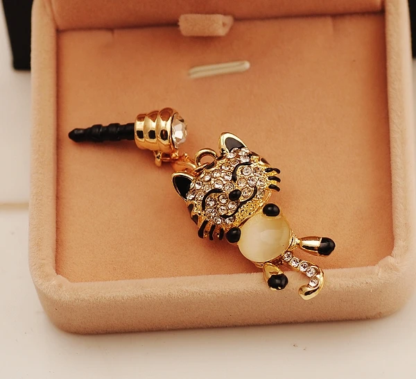 Милый улыбающийся Тигр с опалом разъем для наушников 3 5 мм пылезащитные наушники