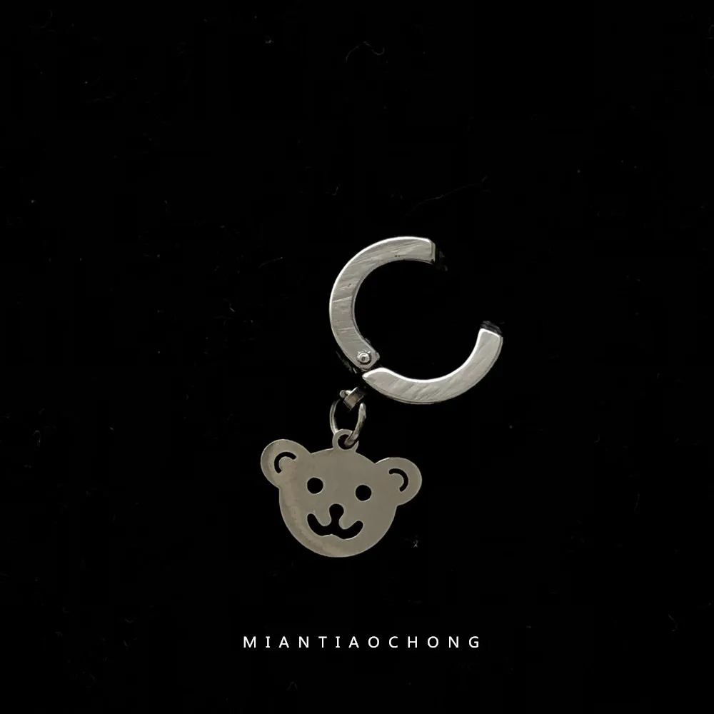 

Korean Cute Bear Earrings For Women Fashion Stainless Steel Exquisite Ear Clip Ear Buckle Couple Fashion Gift Jewelry