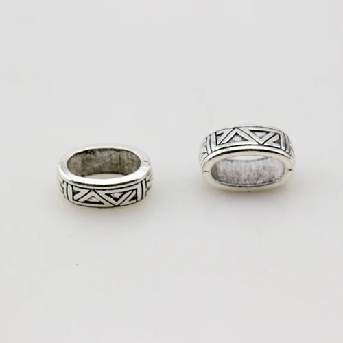 

20 PCS Antique Silver Color Carve Big Hole Spacer Beads fit 11*6mm Square Leather Cords Bracelet Necklace Making Findings
