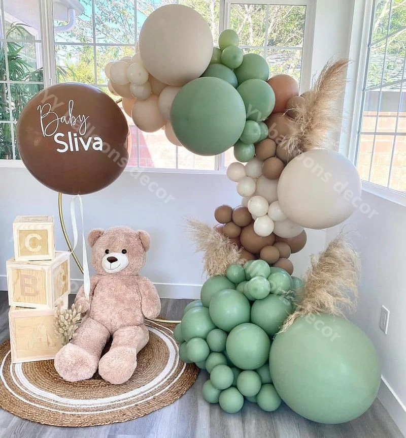 

Natural Sand Balloons Garland Baby Shower 114pcs Dusty Green Matte White Gender Reveal Wedding Decoration Birthday Party Favors