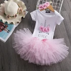 Платья принцессы с единорогом для маленьких девочек; Одежда для крещения для маленьких девочек; Вечерние платья с кружевом на день рождения для новорожденных девочек 1 год