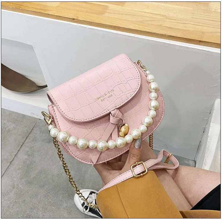 

Net Red Pearl Handbag 2021 New Alligator Bag Women's Bag Korean Chain One Shoulder Small Square Bag