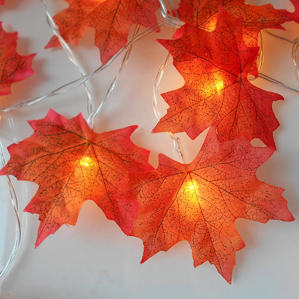 

LED Maple Leaves Garland Led Fairy Lights For Christmas Decoration Autumn String Light Festive DIY Halloween Decor 2M 20 Lights