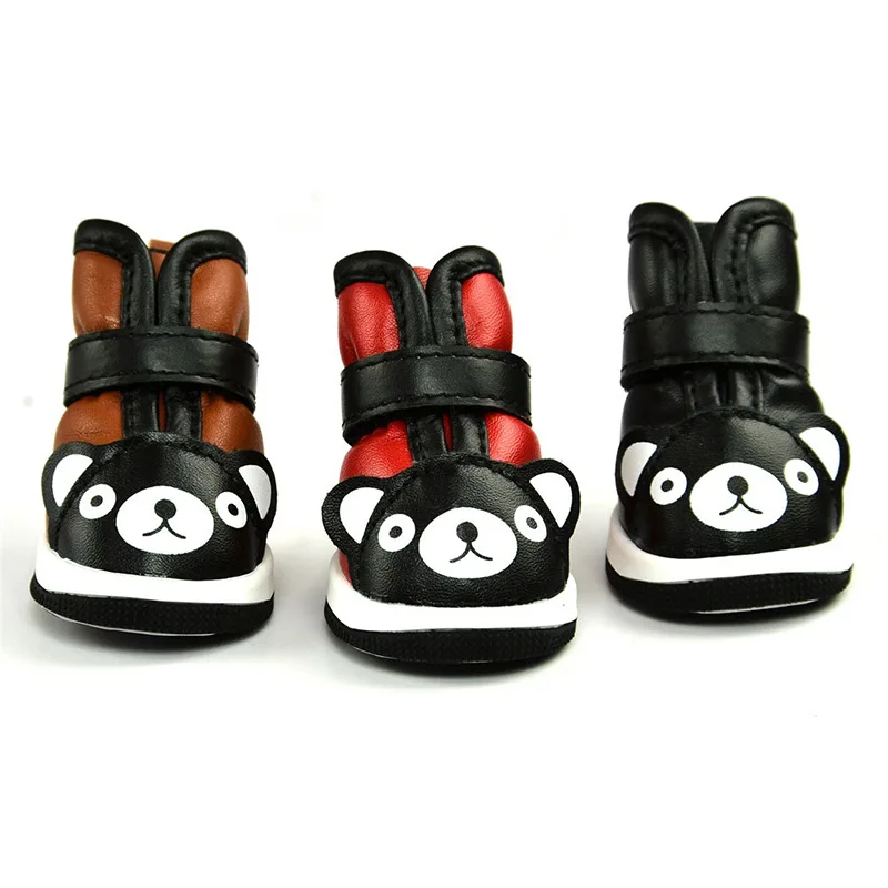 Зимние ботинки для собак 4 шт./компл. теплая обувь прочные нескользящие зимние