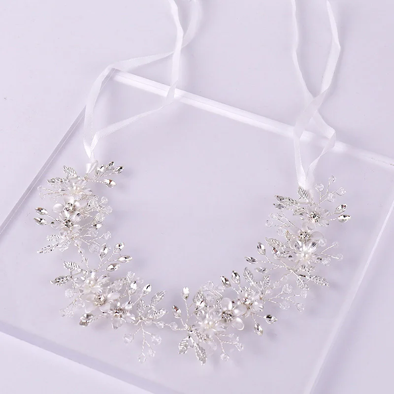 Flower Hair Head Pieces Crystal Wedding Band Bridal Headbands With Ribbon Bride Vine Accessories BN | Украшения и аксессуары