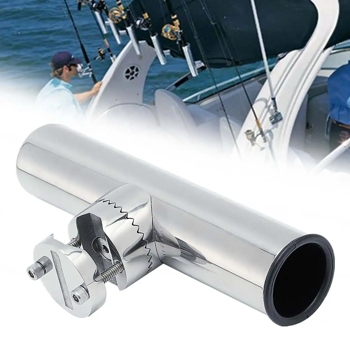 

2PCS Boat Fishing Rod Holder Marine Stainless Steel Clamp 26-32mm 360 degree Adjustable Boat Support Tools Accessories