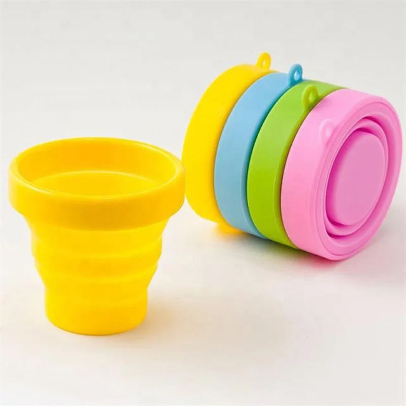 

Portable silicone folding water cup outdoor playing easy to storage candy-colored drinking mug