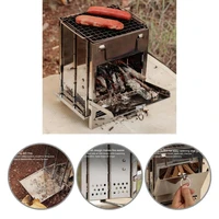 stainless steel multi purpose square camping bbq grill with storage pouch firewood stove one pull forming for baking