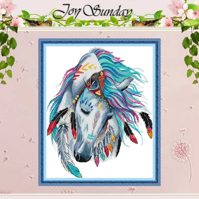 

Rainbow Horse animals patterns counted Cross Stitch 11CT 14CT Cross Stitch Sets Chinese Cross-stitch Kits Embroidery Needlework