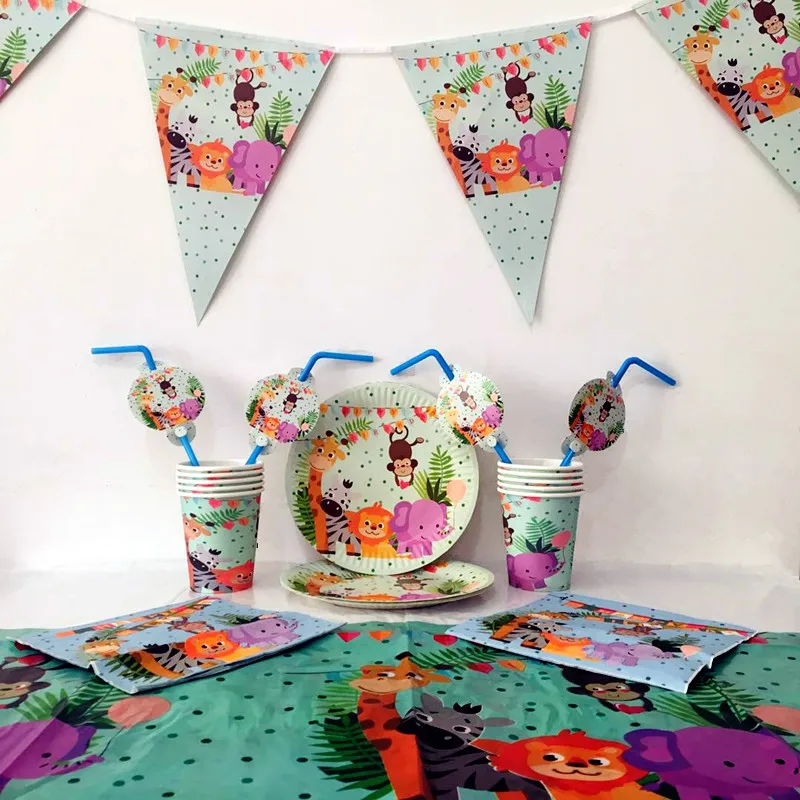 52 шт./компл. вечерние принадлежности милые сафари джунгли животные тема