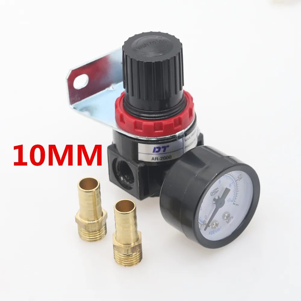 AR2000-10mm AR2000 1/" Резьба BSP пневматические компрессоры регулятор давления редукционный клапан 4 мм 6 мм 8 мм 10 мм 12 мм соединительные фитинги - Цвет: AR2000-10mm