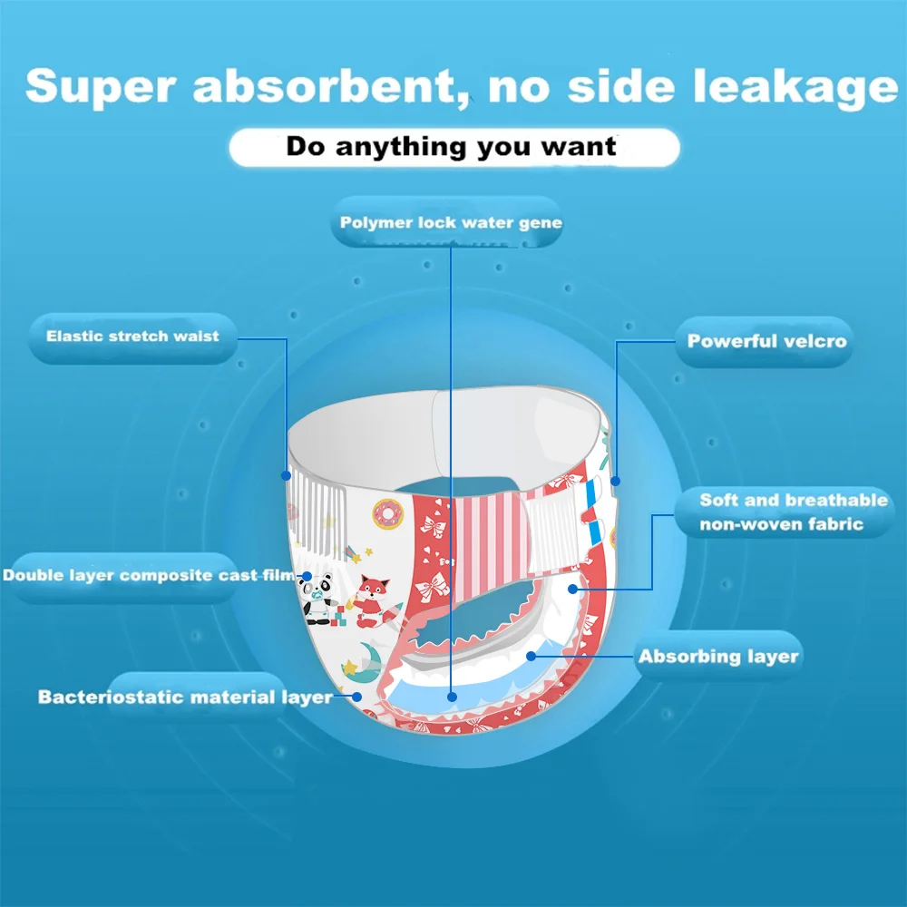 

Rainbow Week Diaper ABDL Boy Girl Adult Size Diaper 6000ml Absorbtive Elastic Waistline DDLG Diaper Dummy Dom 6pcs In A Pack