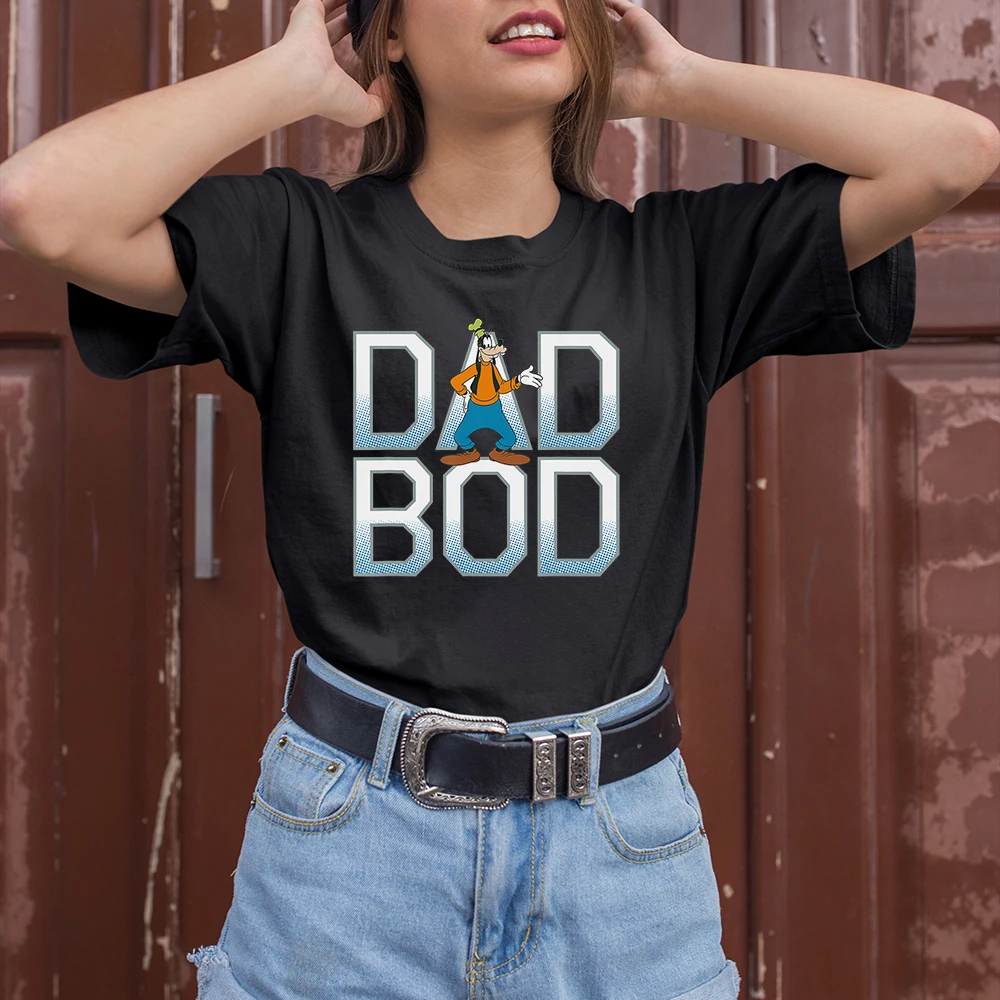 

DAD BOD Letters Summer New Products Short Sleeve Comfortable Disney Goofy Cartoon Printing Fashion Dropship T Shirts Female Cute