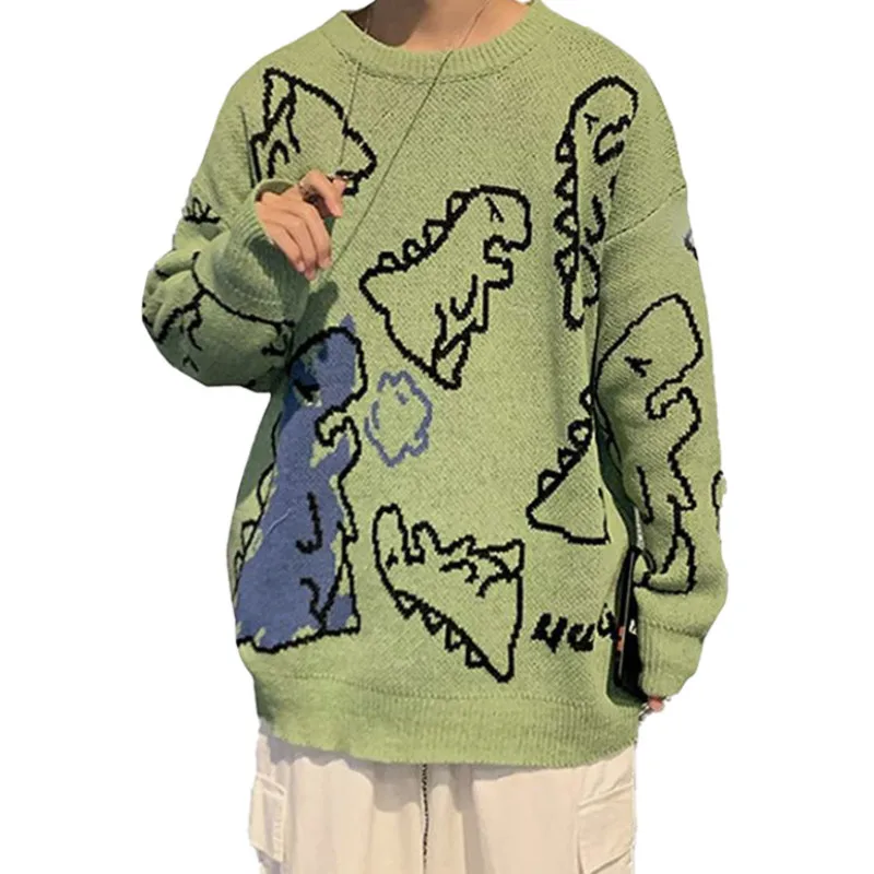 Женские вязаные свитера с принтом динозавров пуловер женская одежда сезон