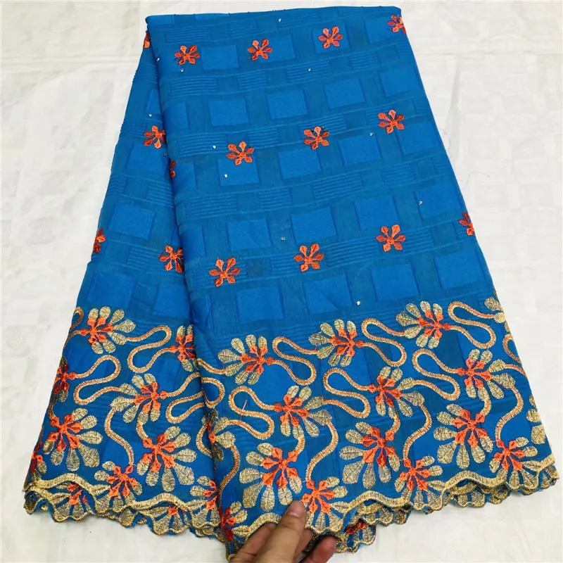 

5 yard Swiss lace fabric 2019 latest Dry lace embroidery African 100% cotton fabrics Swiss voile lace popular Dubai style blue