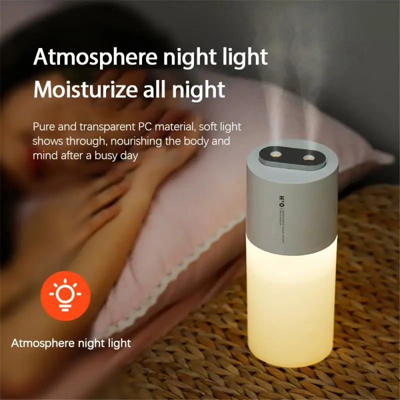 

Portable 400ML USB Air Humidifier Double Spray Port Essential Diffuser Cool Mist Maker Fogger For Home Office High Quality