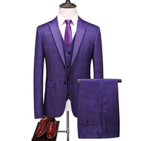 fashion plaid modern mens wedding suits 2020 spring new 3 pieces luxury men wedding suit male blazers slim fit suit
